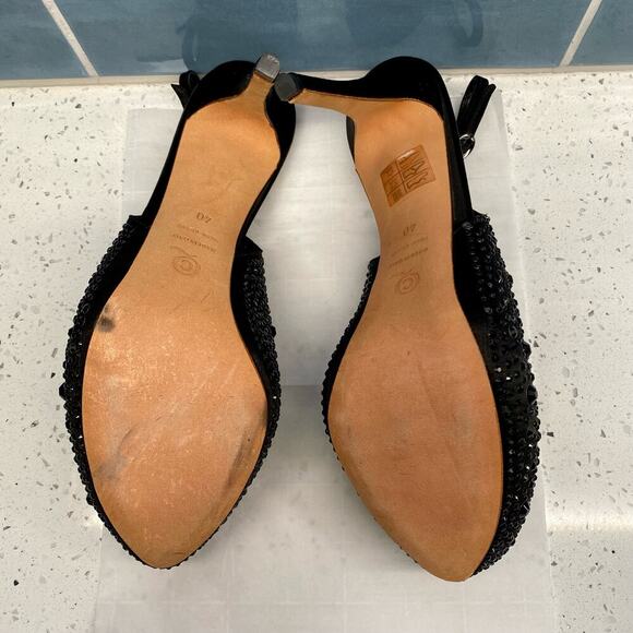 Alexander McQueen Crystal Embellished Slingback Sandals Heels Black 40 Showgirl - Picture 12 of 13